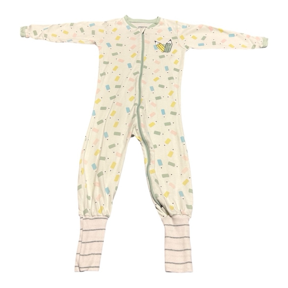 Tuffy Footless Pyjamas Sleeper 24 Months Fold Over Cuffs Colourful Pencil Design